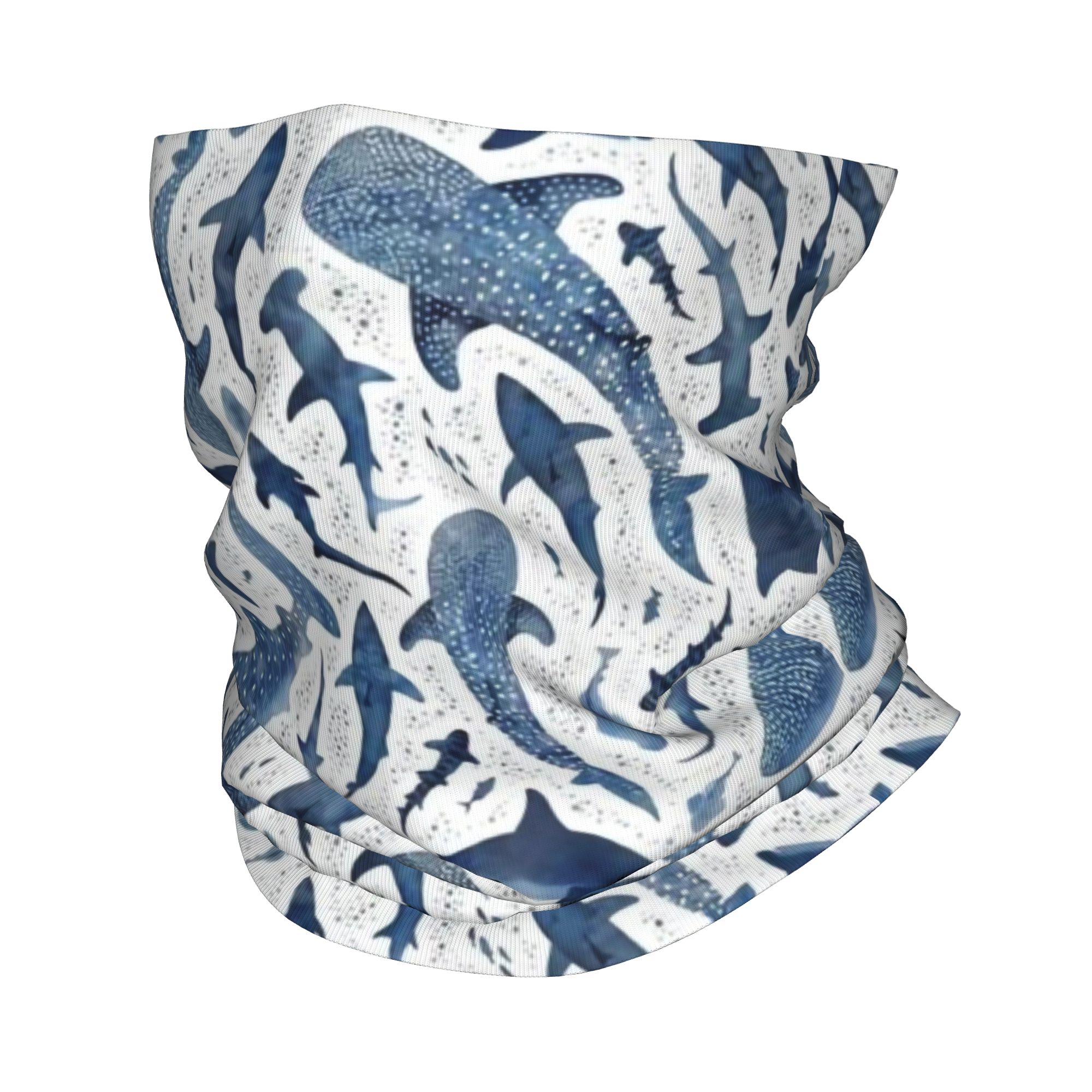 Neck Warmer Tube - ผ้าคลุมหน้าลายฉลามสีน้ำแบบกำหนดเอง ผ้าพันคอป้องกันลม ผ้าคลุมหน้าสำหรับผู้ชายและผู้หญิง ลายการ์ตูนสุดเท่ ผ้าคลุมศีรษะแบบท่อ บาลาคลาวา