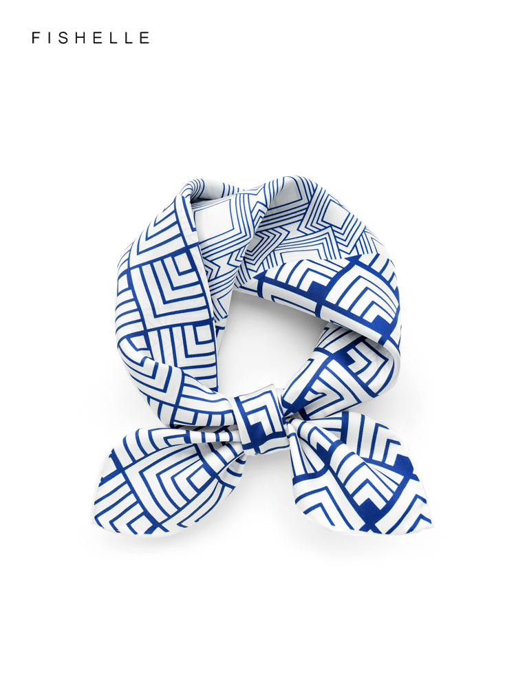 Silk Neck Scarf - จีนคลาสสิกสีฟ้าสีขาวธรรมชาติ Syal Sutra Twill ฤดูใบไม้ผลิฤดูใบไม้ร่วงผู้หญิงจริงผ้าพันคอผ้าไหมขนาดเล็ก Headscarf