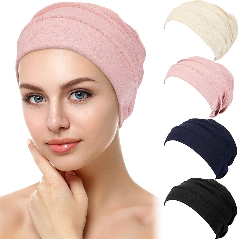 Head Wrap Turban - ผู้หญิง Breathe หมวกใหม่ผู้หญิง Hijabs Turban ผ้ายืดหยุ่นหัวหมวกหมวกนุ่ม