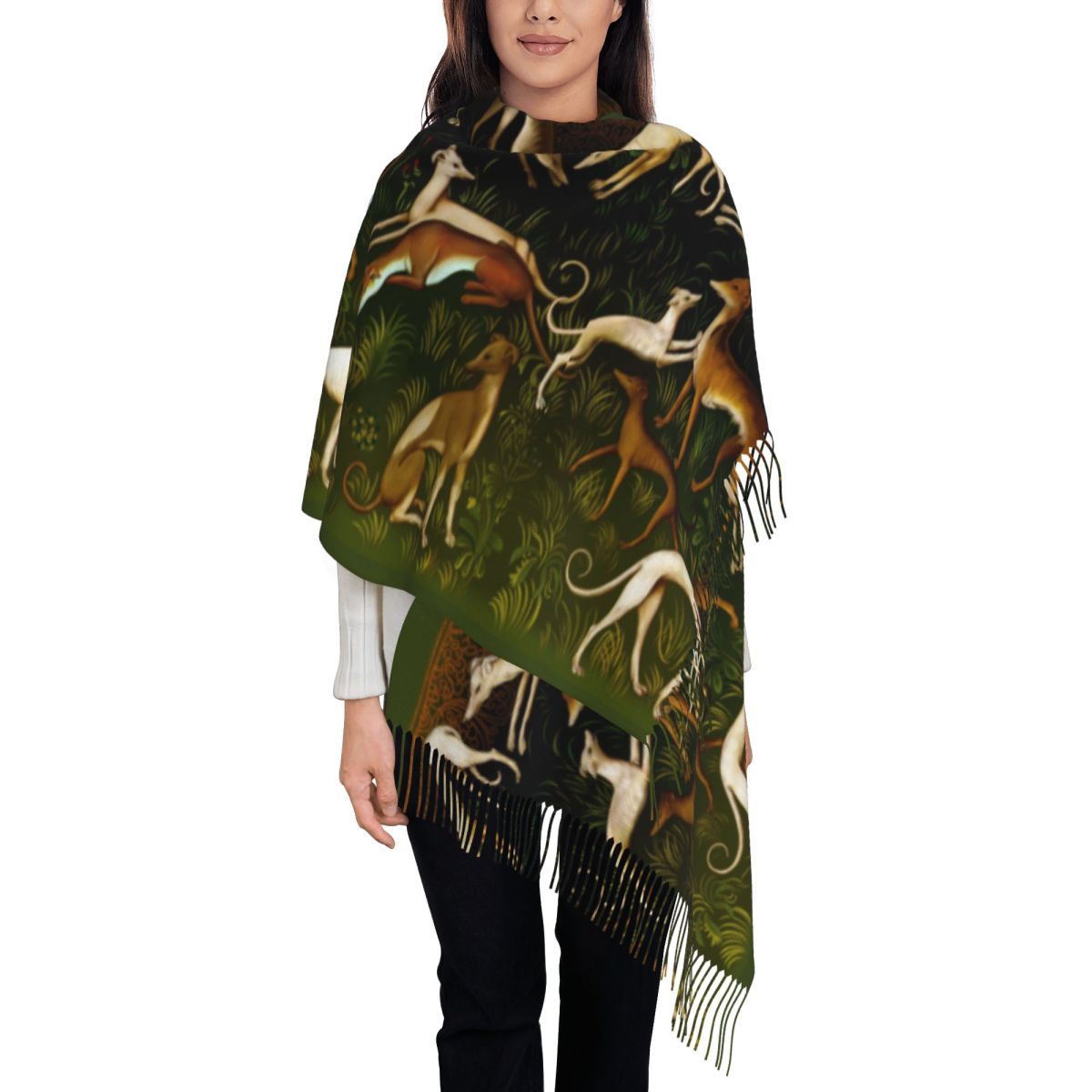 ผ้าคลุมไหล่ลายสุนัขเกรย์ฮาวด์ส - Pashmina Wrap Large บทวิจารณ์และราคา