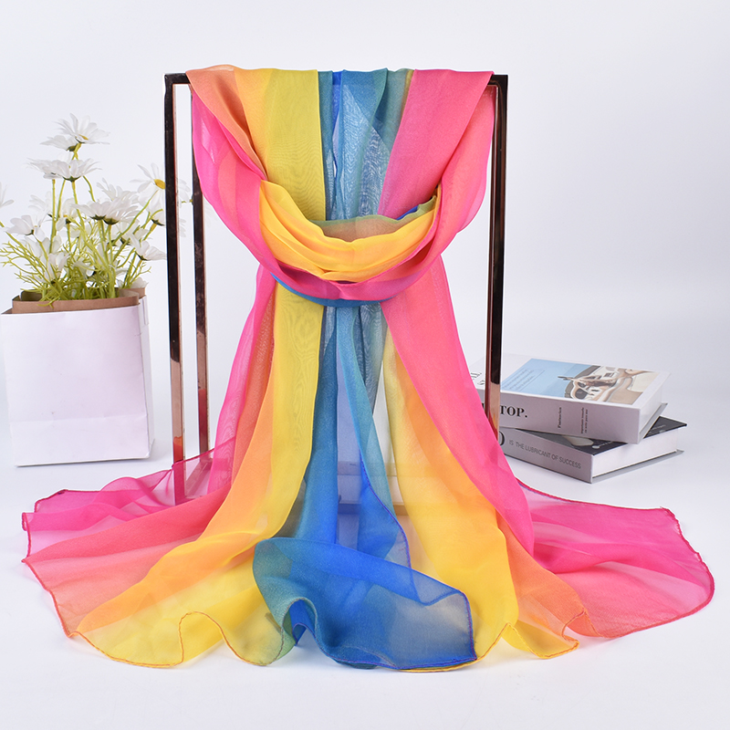 Syal Sutra ผ้าสามสีไล่ระดับสี7 - Silk Neck Scarf บทวิจารณ์และราคา