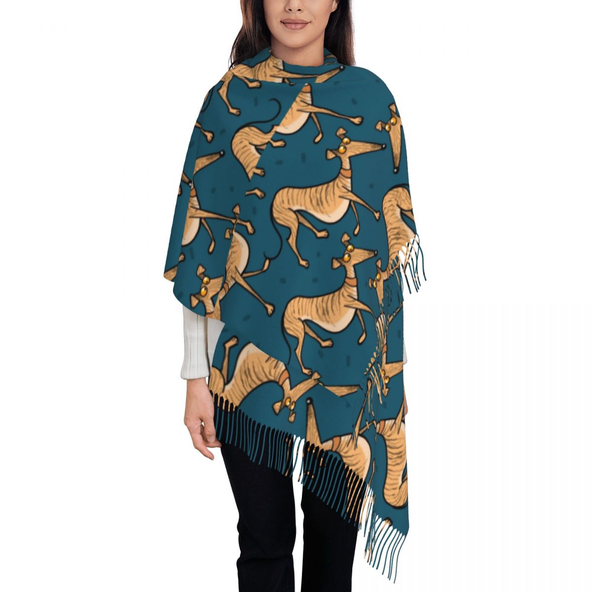 ผ้าคลุมไหล่ลายสุนัขเกรย์ฮาวด์  - Pashmina Wrap Large บทวิจารณ์และราคา