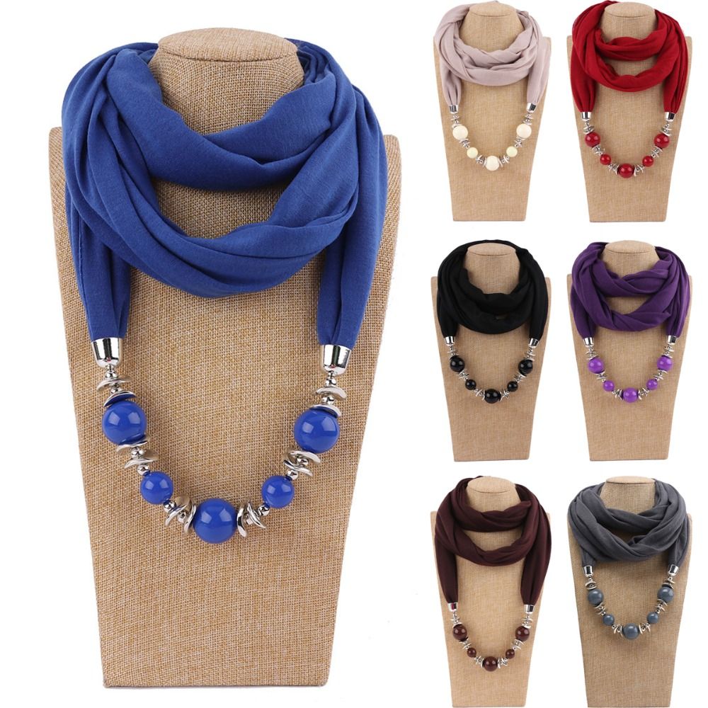ผ้าพันคอชีฟองแฟชั่น ประดับลูกป - Infinity Scarf Knit บทวิจารณ์และราคา