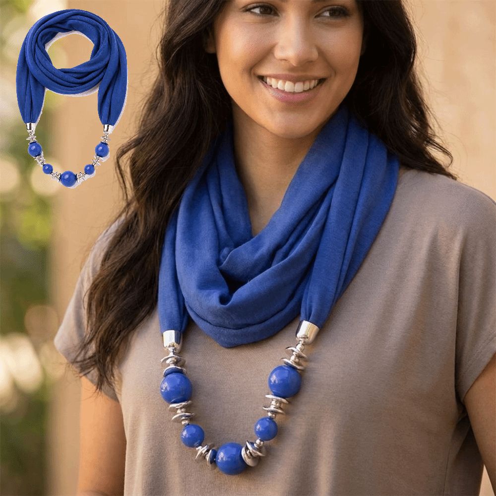 ผ้าพันคอชีฟองแฟชั่น ประดับลูกป - Infinity Scarf Knit บทวิจารณ์และราคา