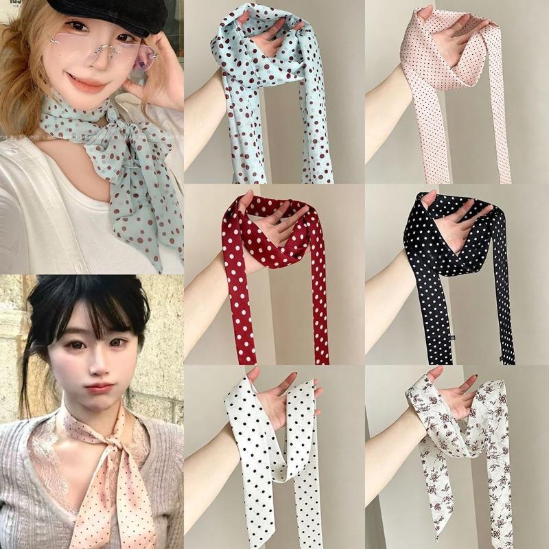 ผ้าพันคอไหมลายจุดและลายดอกไม้  - Ascot Neck Scarf บทวิจารณ์และราคา